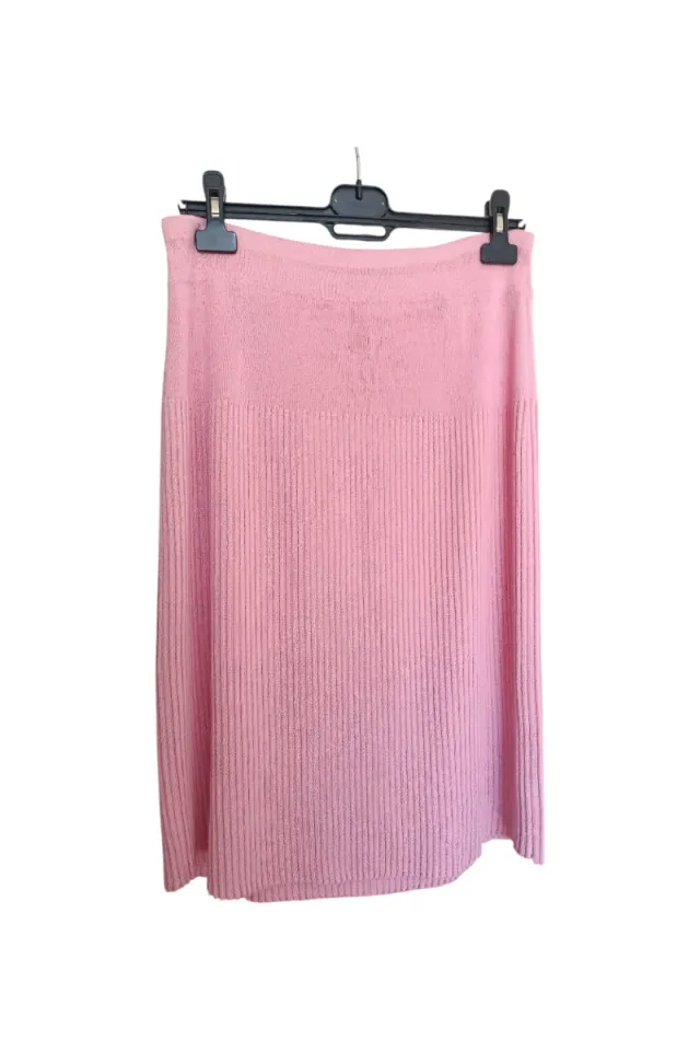 Falda larga plisada de punto rosa Talla única