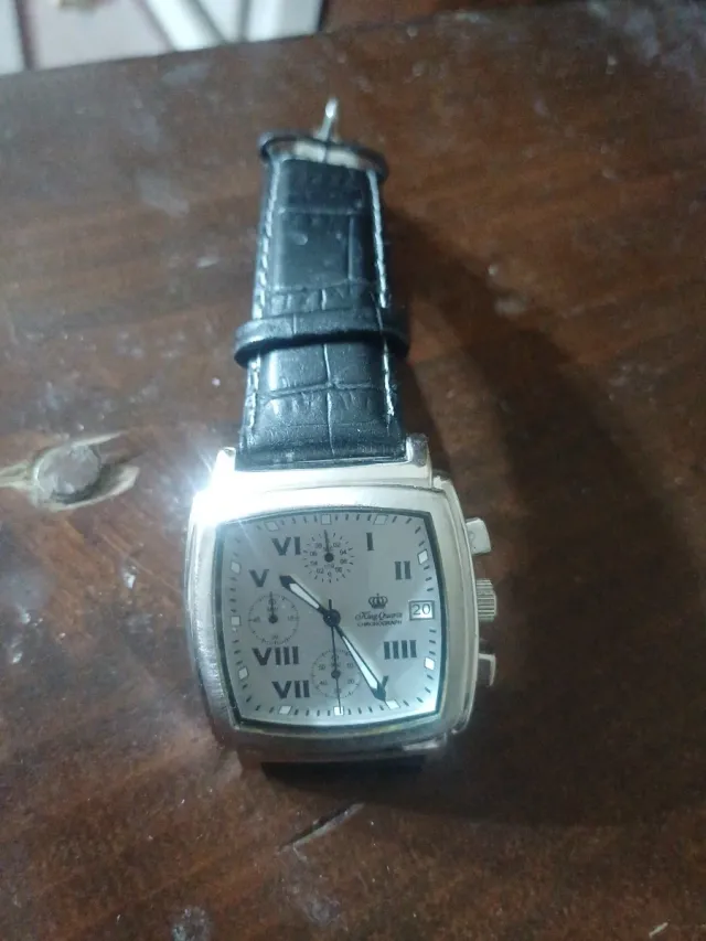 Orologio Uomo King Ouers Quadrato Nero Argento