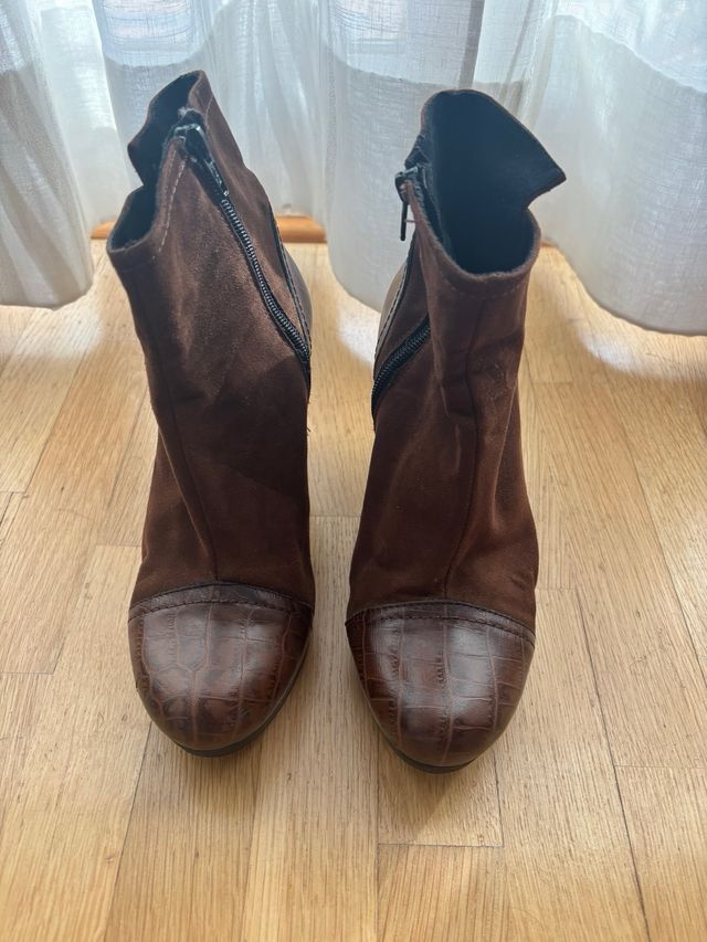 Botines de piel mujer marrones