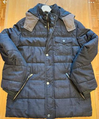 Abrigo caballero capucha gris oscuro talla M ampli