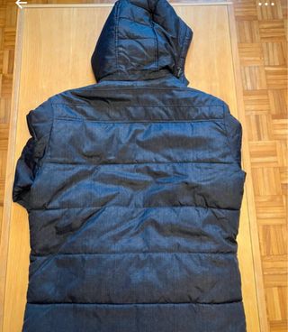 Abrigo caballero capucha gris oscuro talla M ampli