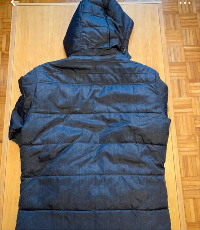 Abrigo caballero capucha gris oscuro talla M ampli