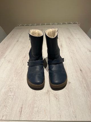 Botas Filii Barefoot Piel Azul Forro Cálido