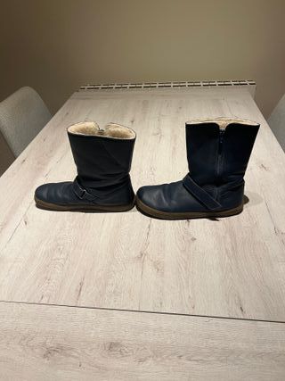Botas Filii Barefoot Piel Azul Forro Cálido