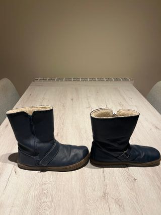 Botas Filii Barefoot Piel Azul Forro Cálido