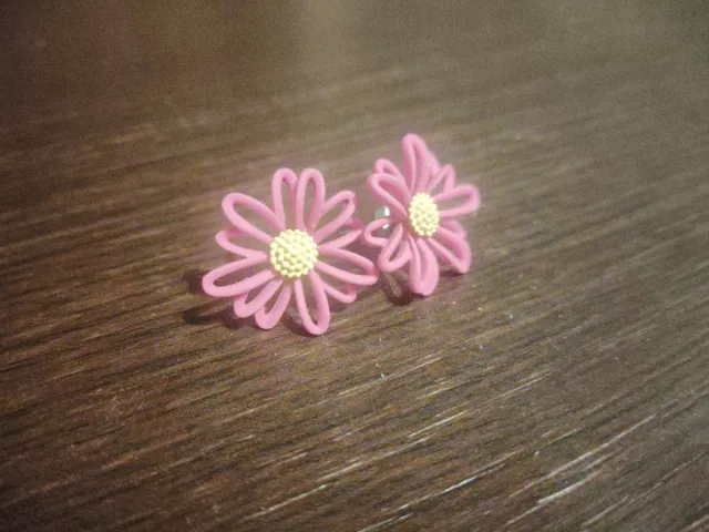 Pendientes flor rosa y amarillo