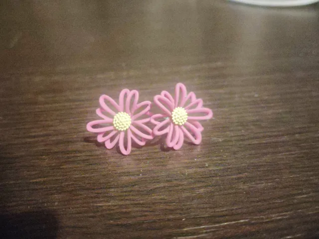 Pendientes flor rosa y amarillo