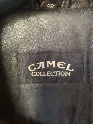 Cazadora de cuero Camel negra