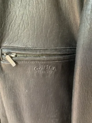 Cazadora de cuero Camel negra