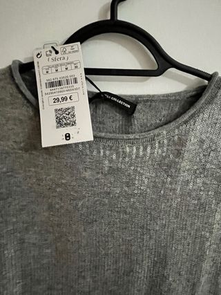 Top lentejuelas plata Talla M, NUEVO