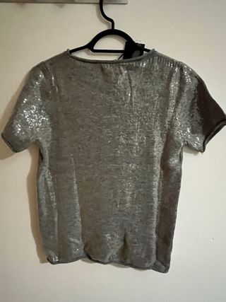 Top lentejuelas plata Talla M, NUEVO