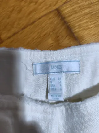 Pantalón lino Mango beige