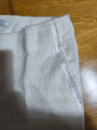 Pantalón lino Mango beige