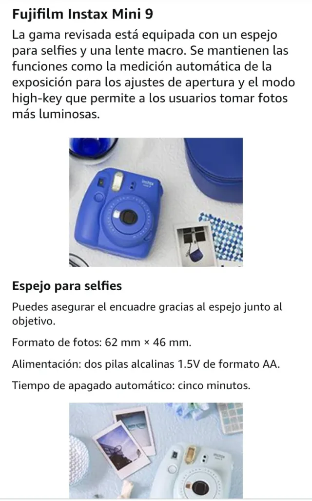 Cámara Fujifilm Instax Mini 9 Azul a estrenar