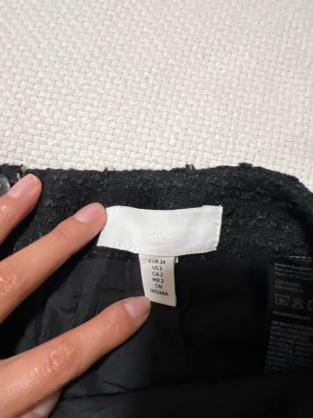 Falda Tweed Negra H&M