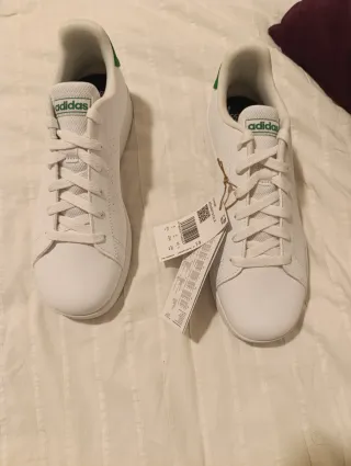 Adidas Advantage Talla 39 1/3 Blancas Verdes