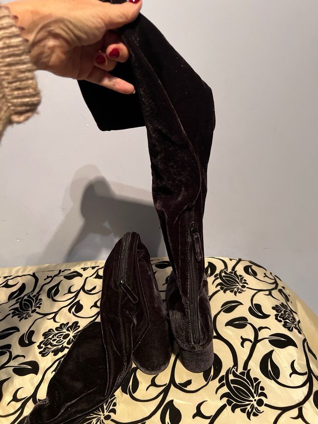 Botas Mango terciopelo negro talla 38