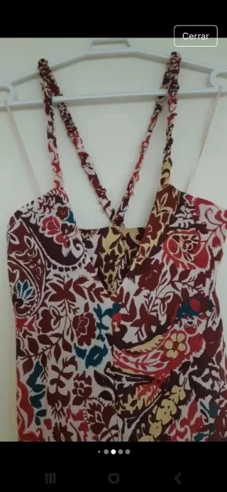 Vestido largo estampado tiras cruzadas