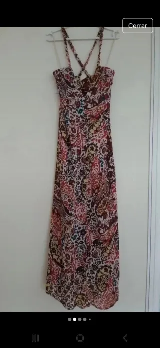 Vestido largo estampado tiras cruzadas