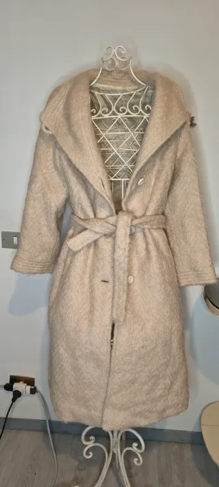 Cappotto Vintage Mohair/Lana Anni '60 Beige