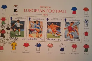 Francobolli Euro 1996 di calcio di Gibilterra nuovi