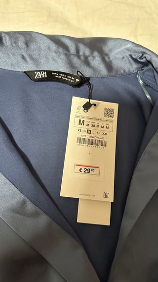 Vestido Zara Azul Satén NUEVO