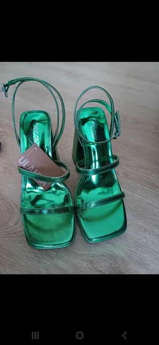 Sandalias tacón plataforma verde