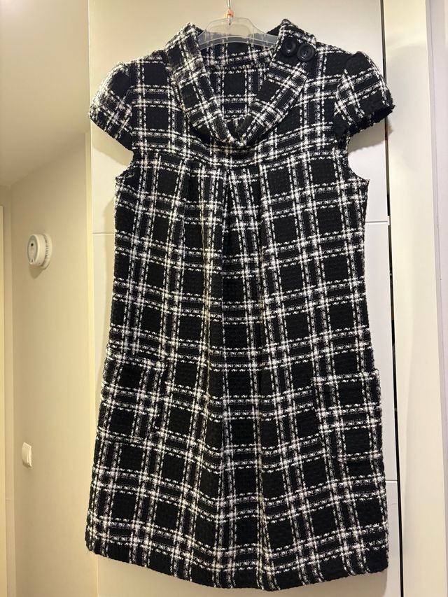 Vestido cuadros blanco y negro