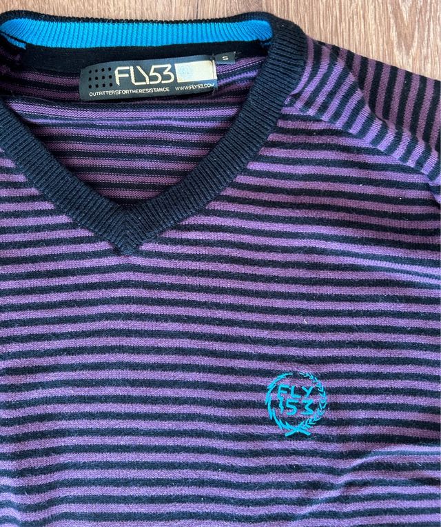Jersey FLY53 Rayas Morado/Negro Talla S hombre