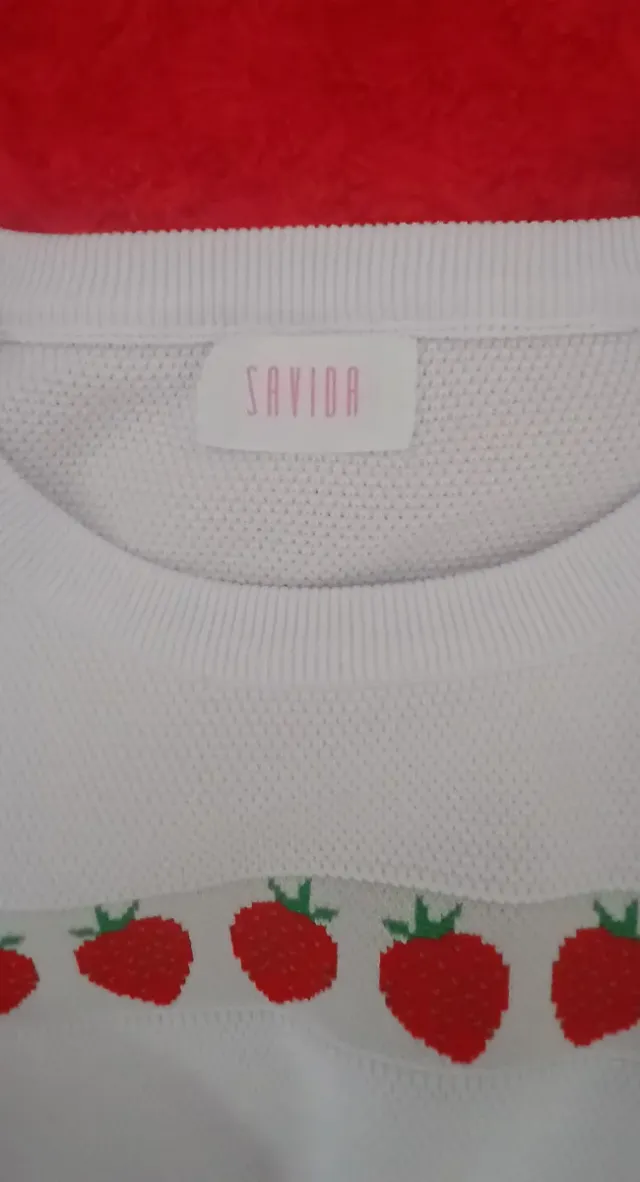 Jersey Dunnes Savida Mujer Fresas Blanco