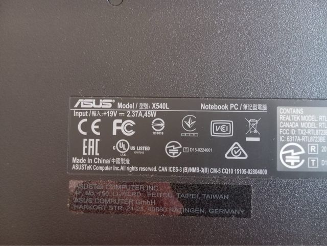 Ordenador ASUS X540L