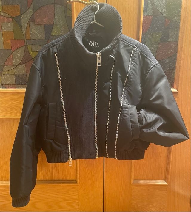 Cazadora bomber cremalleras rayas diplomáticas azu