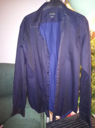 Camisa Zara Man Azul Slim Fit