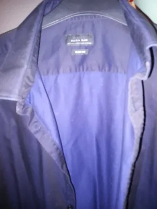 Camisa Zara Man Azul Slim Fit