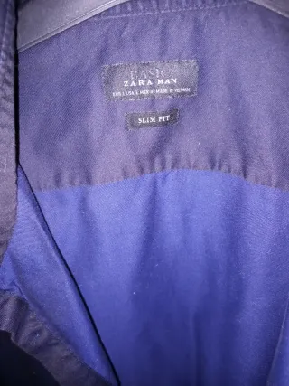 Camisa Zara Man Azul Slim Fit