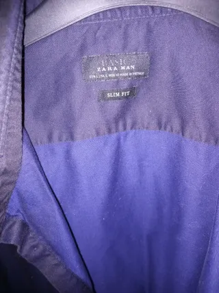 Camisa Zara Man Azul Slim Fit