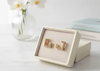 Pendientes Aro Cuadrados Geométricos Dorados