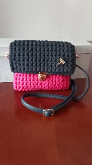 Bolso Trapillo Azul y Rosa