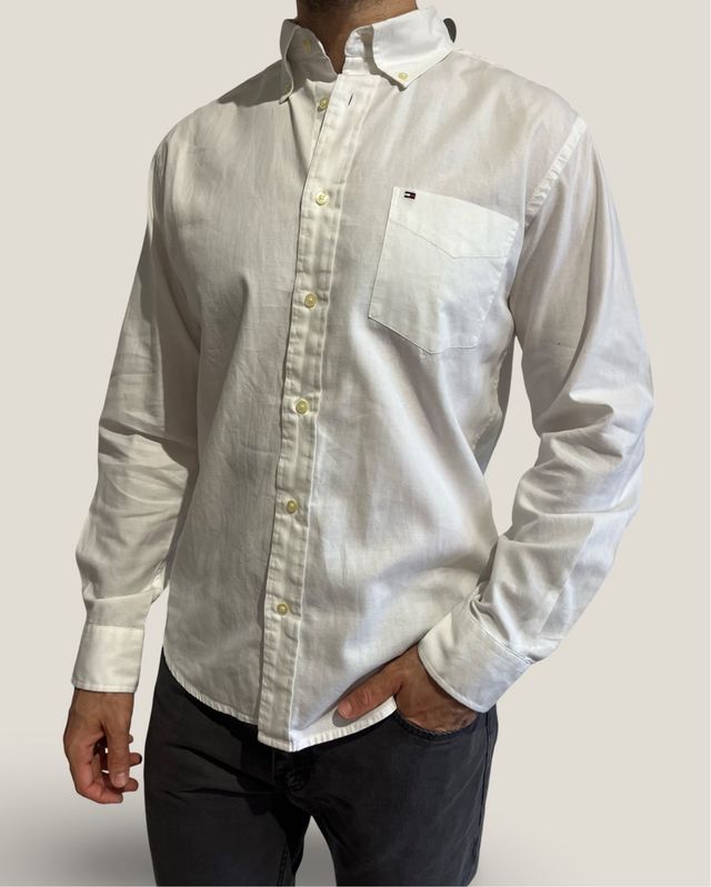Tommy Hilfiger Camicia Bianca Uomo M - 100% Cotone