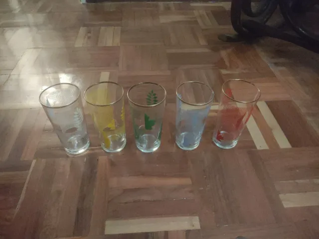 Lote 5 vasos altos vintage borde dorado