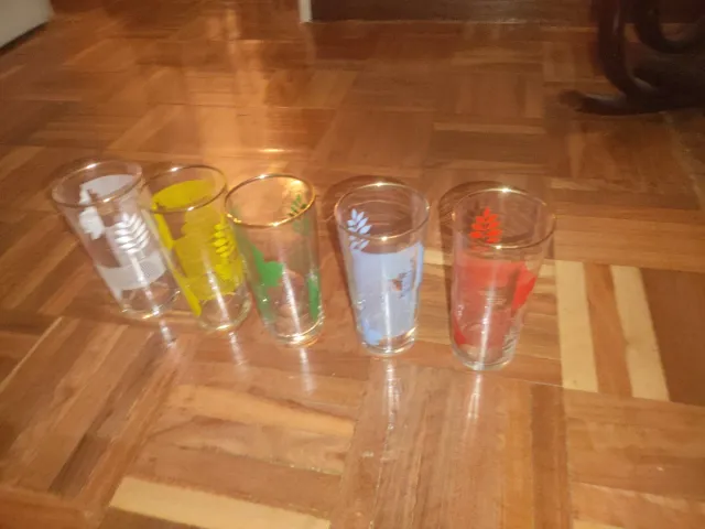 Lote 5 vasos altos vintage borde dorado