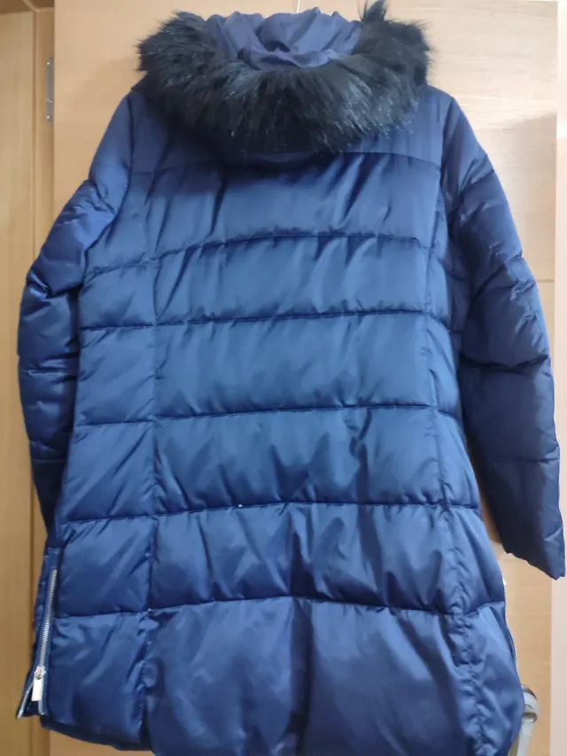 Plumas largo azul con capucha