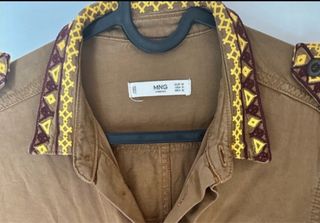 Sobrecamisa Mango Talla M Caqui Bordada