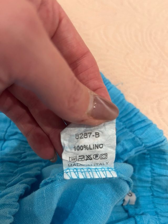 Pantalón lino azul Talla L Made in Italy