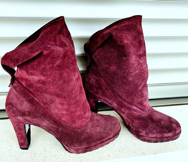 Botines de piel granate