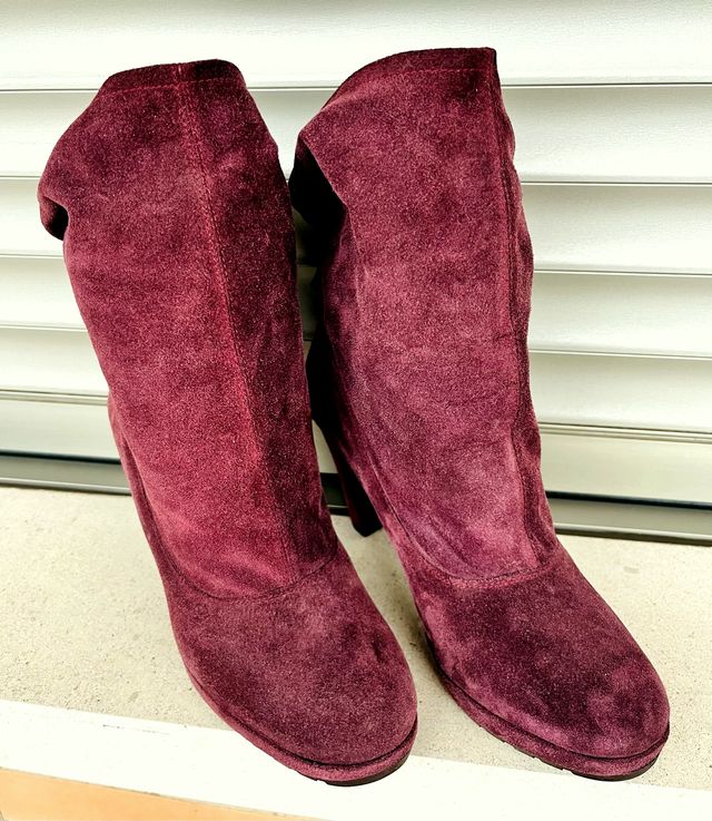 Botines de piel granate