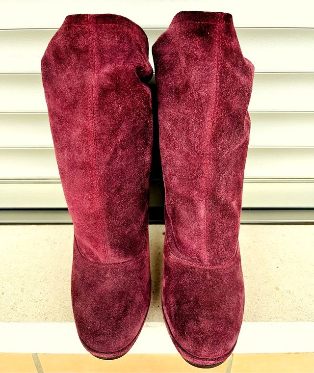 Botines de piel granate