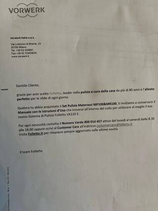 Lavavetri Folletto VG100