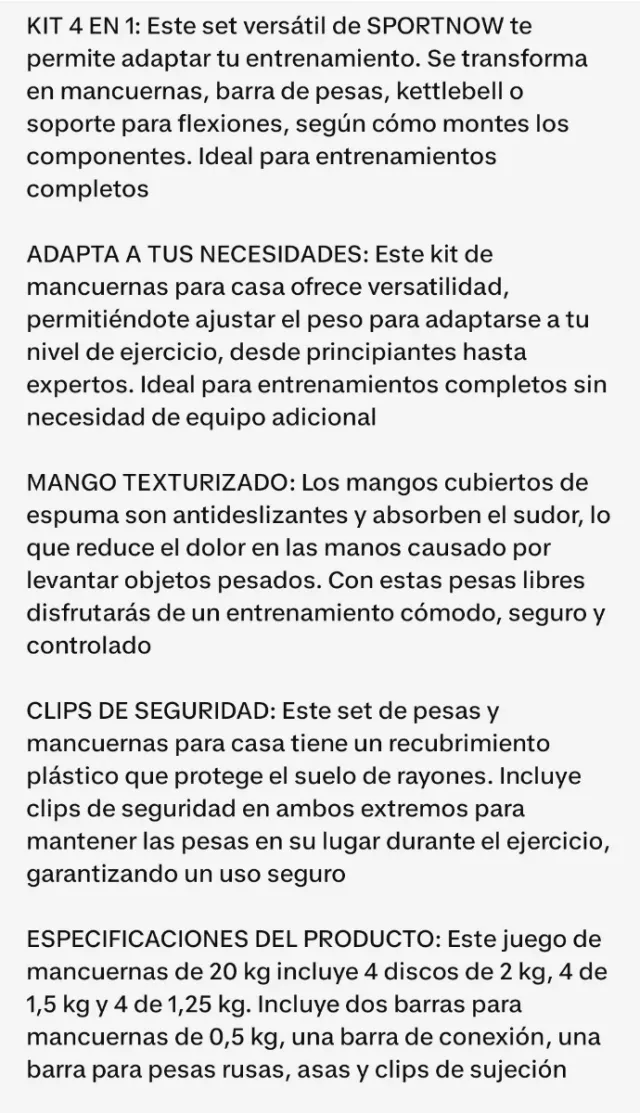 Kit Mancuernas Ajustables Pesos