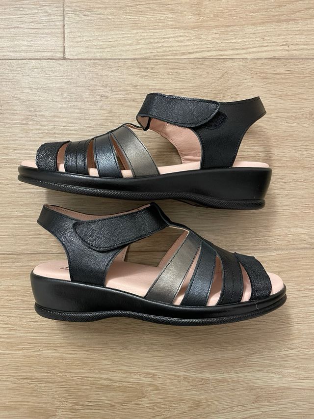 Sandalias Cesar Tiras Negras Talla 40